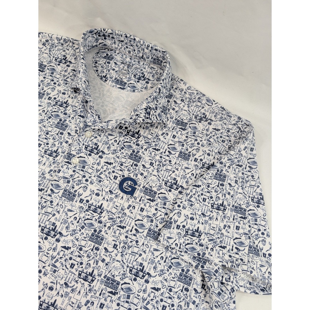 Johnnie O Performance Stretch‎ Football Graphic Tailgate/Golf Polo XXL "G" LOGO